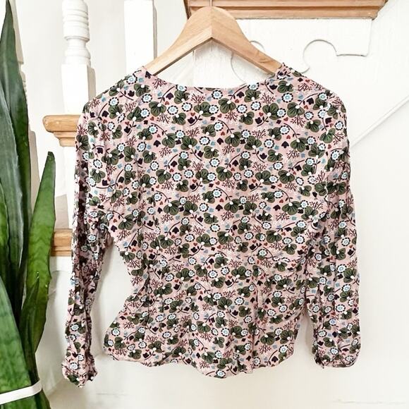 Boden Viola Pink Green Floral Print Long Sleeve V-Neckline Boho Top Blouse 10 - Picture 4 of 8